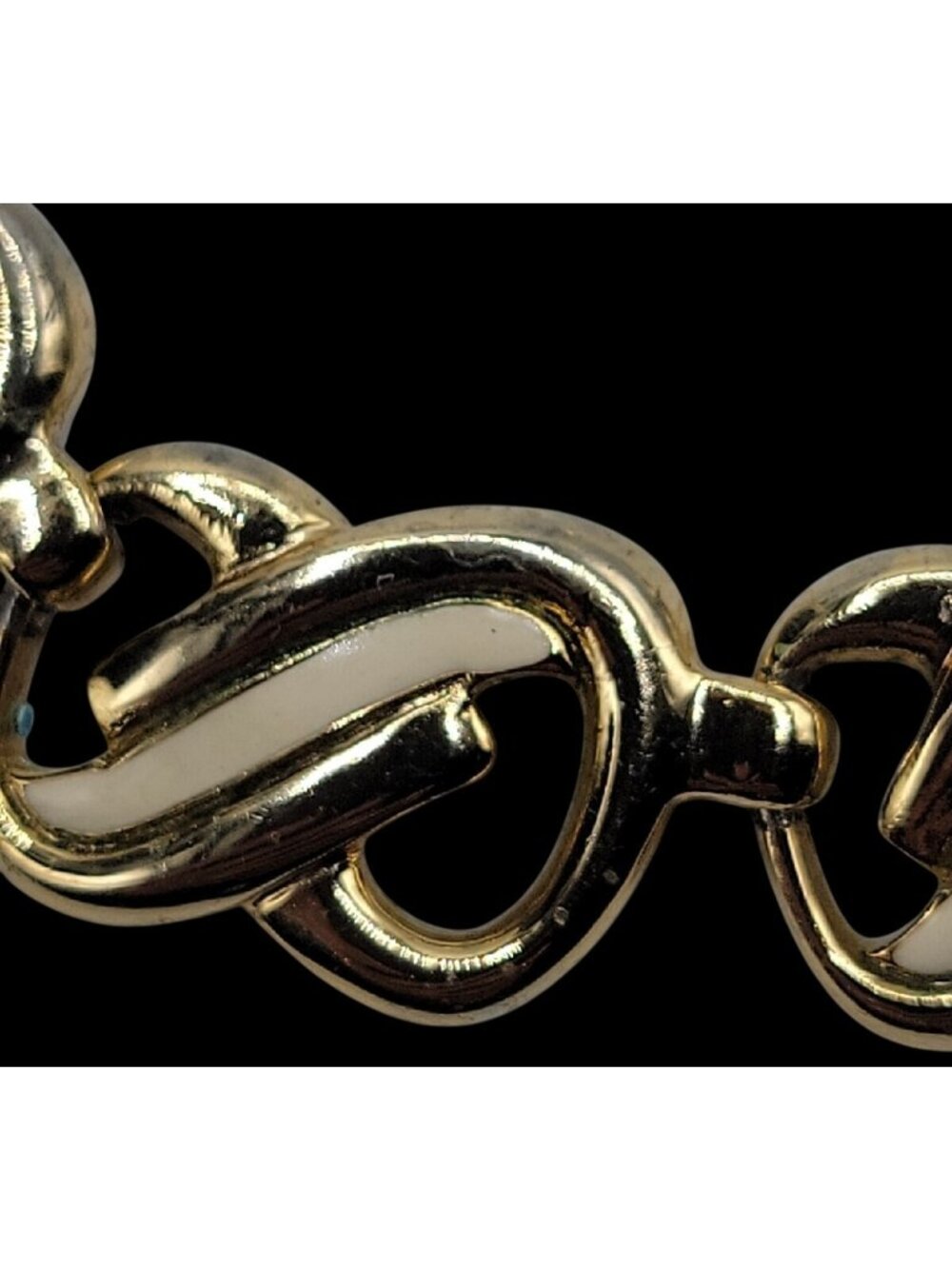 Vtg HR Paris Helena Rubinstein Gold Tone Enamel Interlocking Choker Necklace 16" - Picture 14 of 16